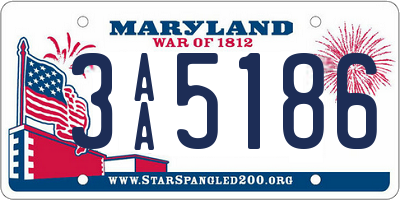 MD license plate 3AA5186