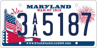 MD license plate 3AA5187