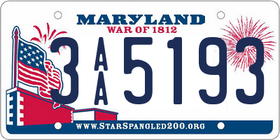 MD license plate 3AA5193