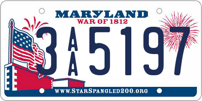 MD license plate 3AA5197