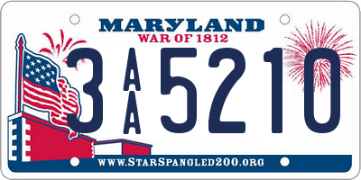 MD license plate 3AA5210