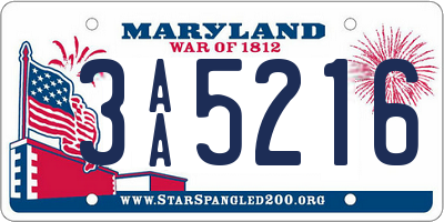MD license plate 3AA5216