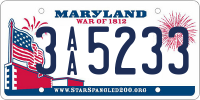 MD license plate 3AA5233