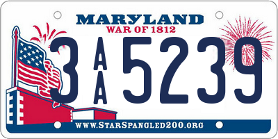 MD license plate 3AA5239