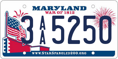 MD license plate 3AA5250