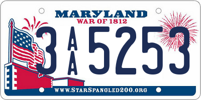 MD license plate 3AA5253