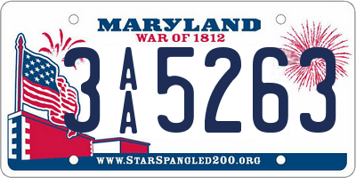 MD license plate 3AA5263