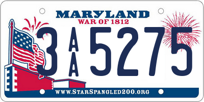MD license plate 3AA5275