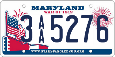 MD license plate 3AA5276