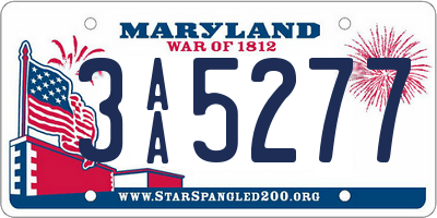 MD license plate 3AA5277