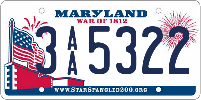 MD license plate 3AA5322
