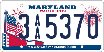 MD license plate 3AA5370