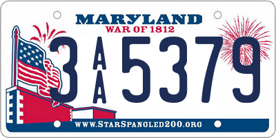 MD license plate 3AA5379
