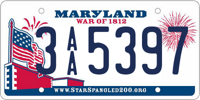 MD license plate 3AA5397