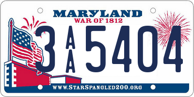 MD license plate 3AA5404