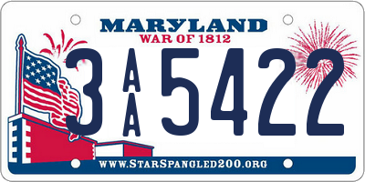 MD license plate 3AA5422