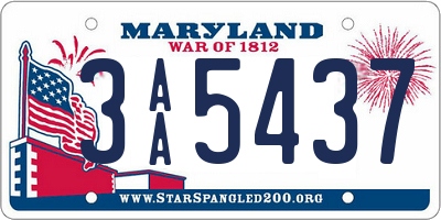 MD license plate 3AA5437