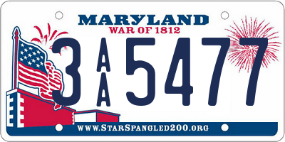 MD license plate 3AA5477
