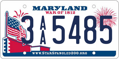 MD license plate 3AA5485