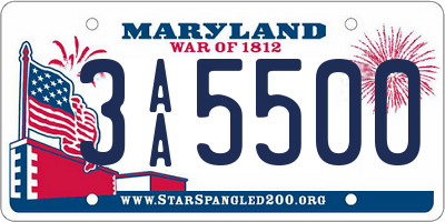 MD license plate 3AA5500