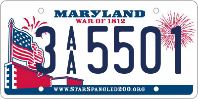 MD license plate 3AA5501