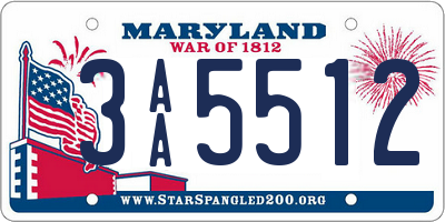 MD license plate 3AA5512