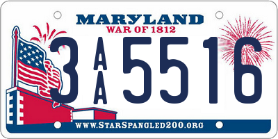 MD license plate 3AA5516