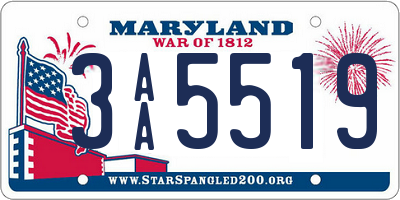 MD license plate 3AA5519