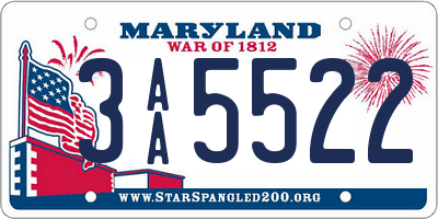 MD license plate 3AA5522