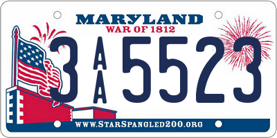 MD license plate 3AA5523