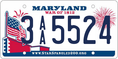 MD license plate 3AA5524