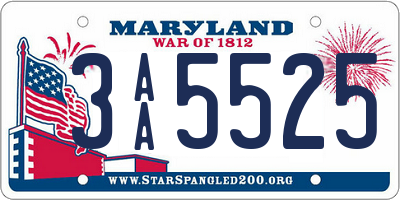 MD license plate 3AA5525