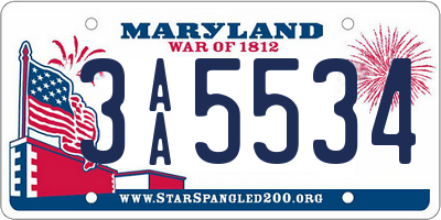 MD license plate 3AA5534