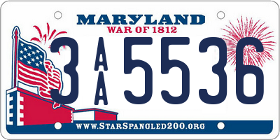 MD license plate 3AA5536