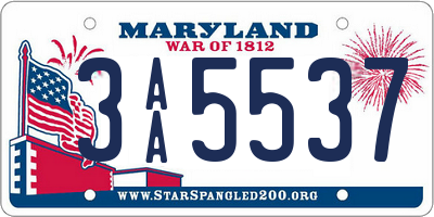 MD license plate 3AA5537