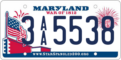 MD license plate 3AA5538