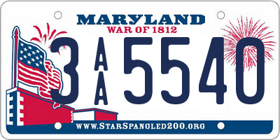 MD license plate 3AA5540