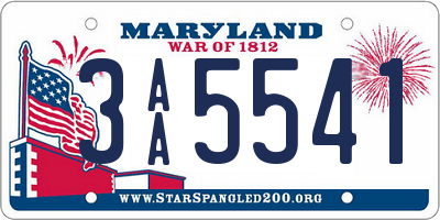 MD license plate 3AA5541