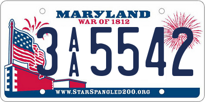 MD license plate 3AA5542