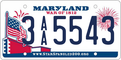 MD license plate 3AA5543