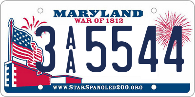 MD license plate 3AA5544