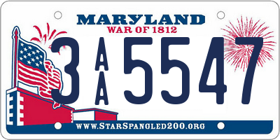 MD license plate 3AA5547