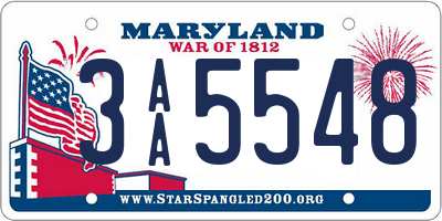 MD license plate 3AA5548