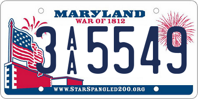 MD license plate 3AA5549