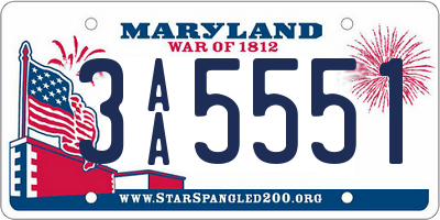 MD license plate 3AA5551