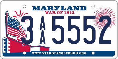 MD license plate 3AA5552