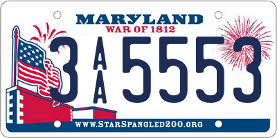 MD license plate 3AA5553