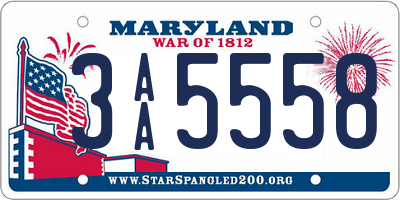 MD license plate 3AA5558