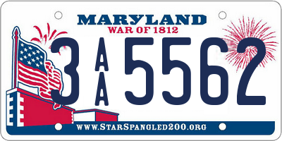 MD license plate 3AA5562