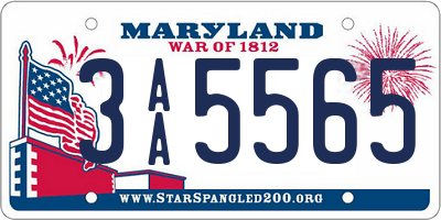 MD license plate 3AA5565